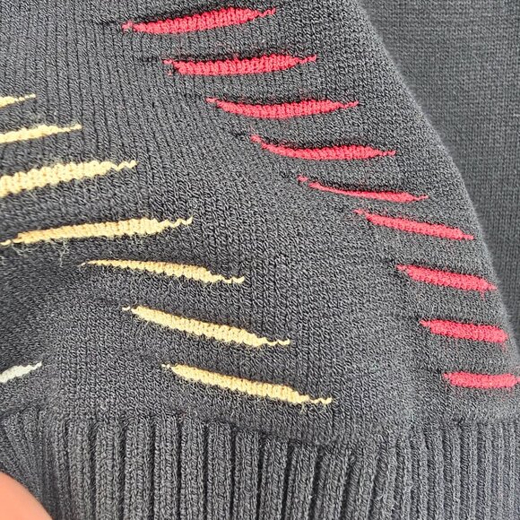 St. John Golf Chevron Intarsia Knit Vest L Black Red Tan Preppy Luxury Artsy - Picture 10 of 10